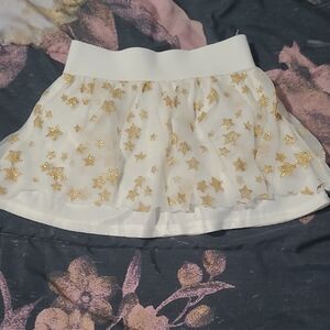 Holiday Time White Skirt with Gold Stars